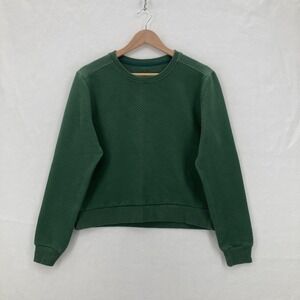 Born Primitive Sweater Mens Small Green Quilted Pullover Athletic Crewneck Gym